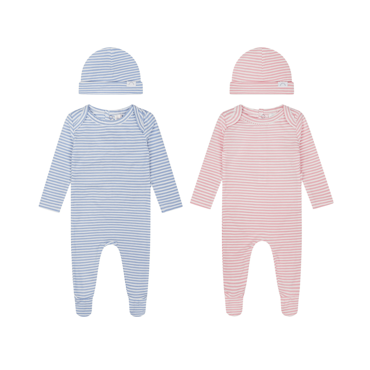 Striped Shoulder Flap 2-Piece Footie Set