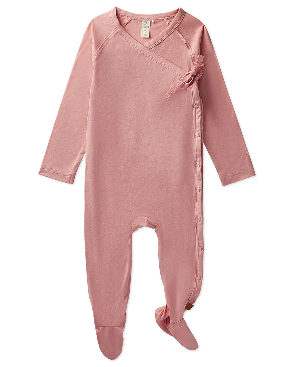 Baby and Toddler Crossover-Neckline Stretch Modal Footie - Rose