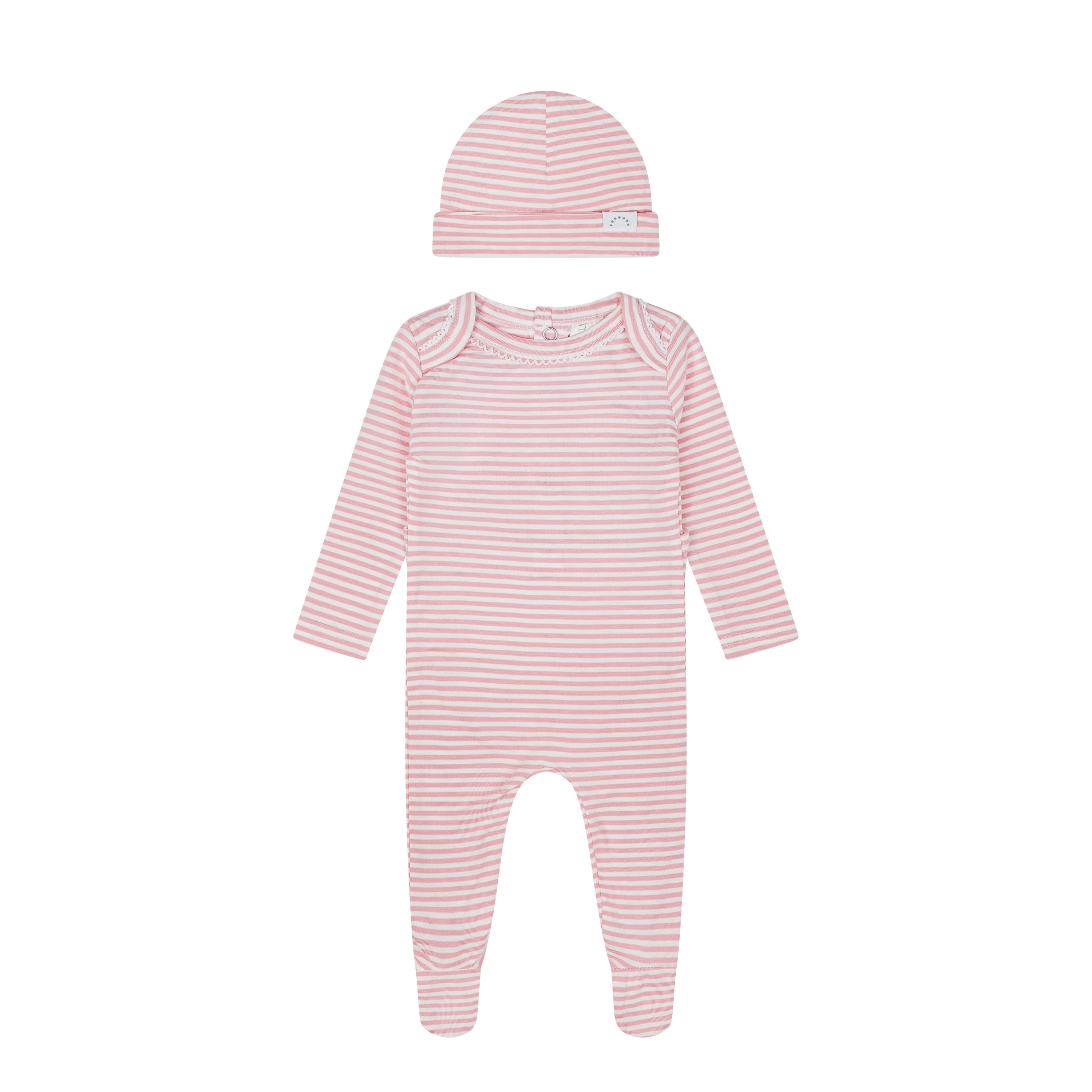 Striped Shoulder Flap 2-Piece Footie Set