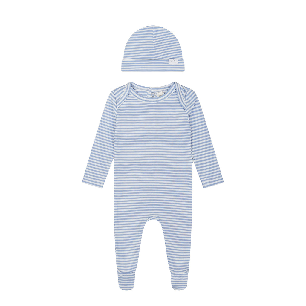 Striped Shoulder Flap 2-Piece Footie Set