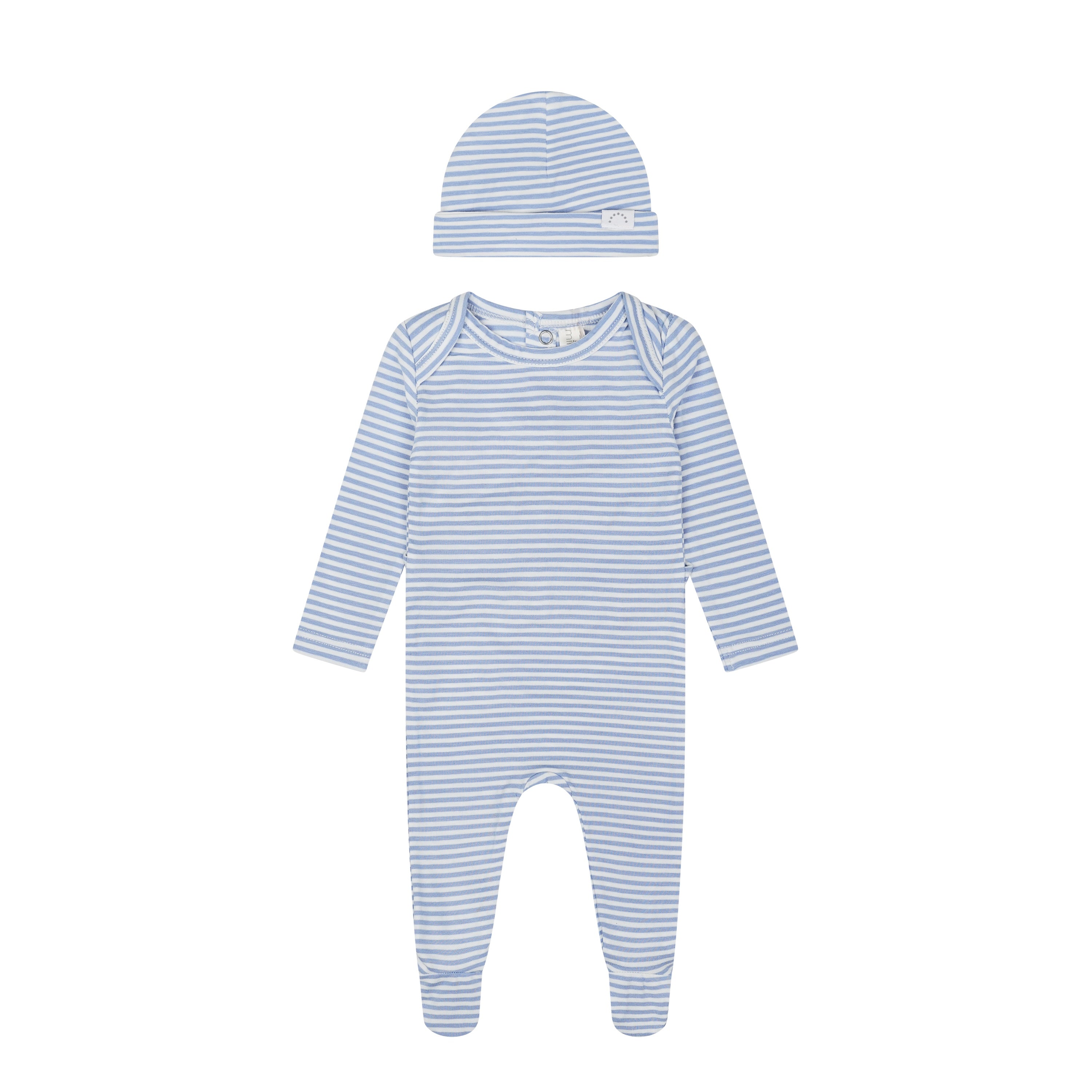 Striped Shoulder Flap 2-Piece Footie Set