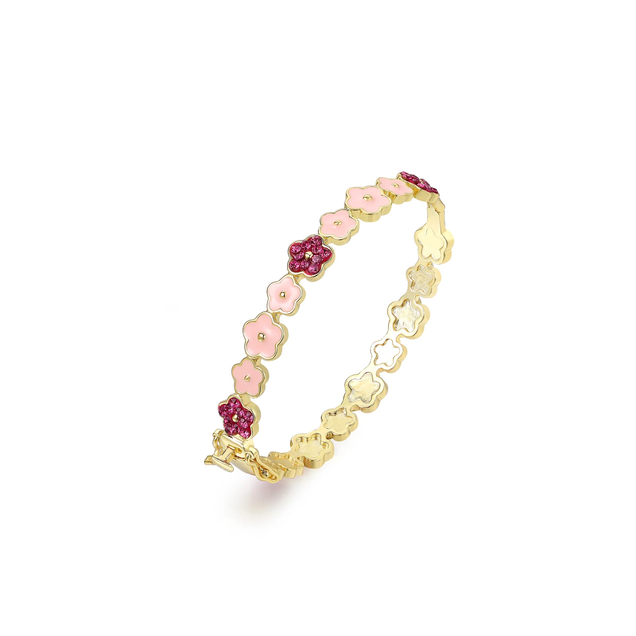 Pink Sparkle Flower Bangle