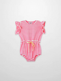Neon Pink Striped Romper