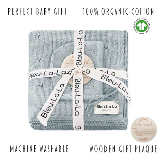 Pointelle Swaddle Blanket + Hat Gift Set