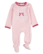 Baby and Toddler "Teddy Snuggles" Embossed Cotton Rich Velour Footie