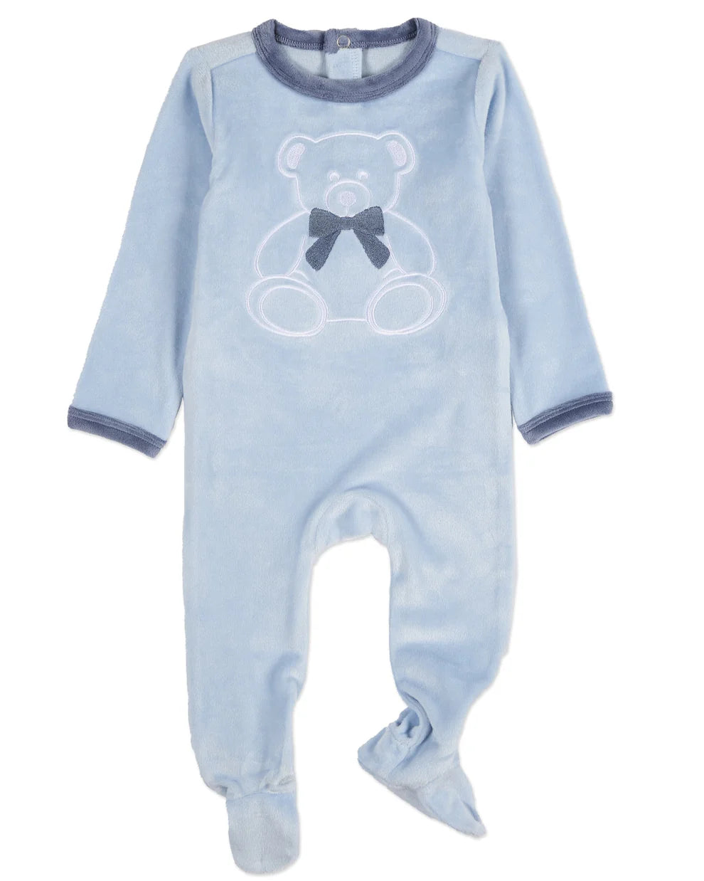 Baby and Toddler "Teddy Snuggles" Embossed Cotton Rich Velour Footie