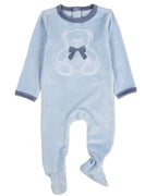 Baby and Toddler "Teddy Snuggles" Embossed Cotton Rich Velour Footie