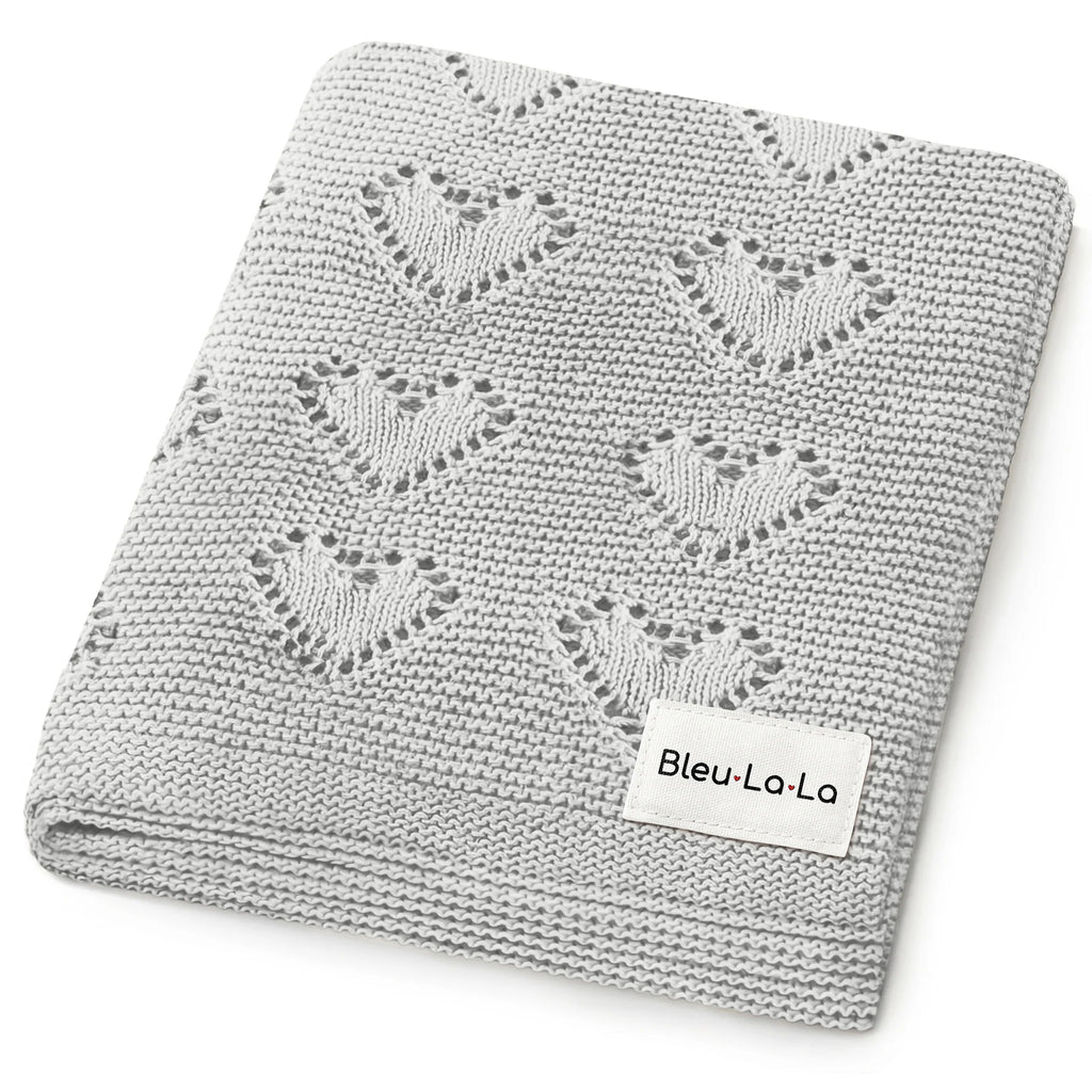 Cotton Luxury Knit Heart Swaddle Baby Blanket