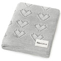 Cotton Luxury Knit Heart Swaddle Baby Grey Blanket