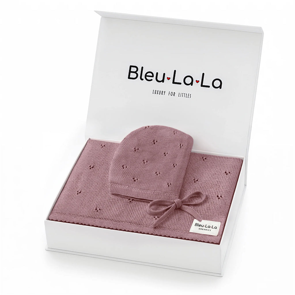 Pointelle Swaddle Blanket + Hat Gift Set